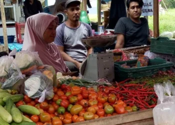 Sejumlah pedagang di Pasar Padarincang, sedang menjajakan dagangannya, Selasa (5/4/2022). (ISTIMEWA)